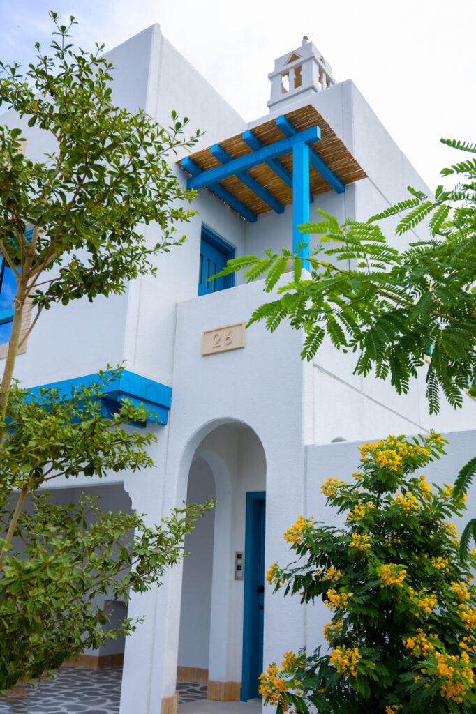portait shot of a villa front